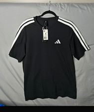 adidas Men's 3-Stripes Crew Neck Short Sleeve Cotton Tee Black/White M