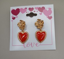Brand New Love Red Stainless Steel Drop  Dangle Heart Earrings