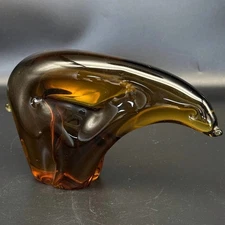 Vintage Murano Amber Glass Polar Bear Figure/Sculpture MCM