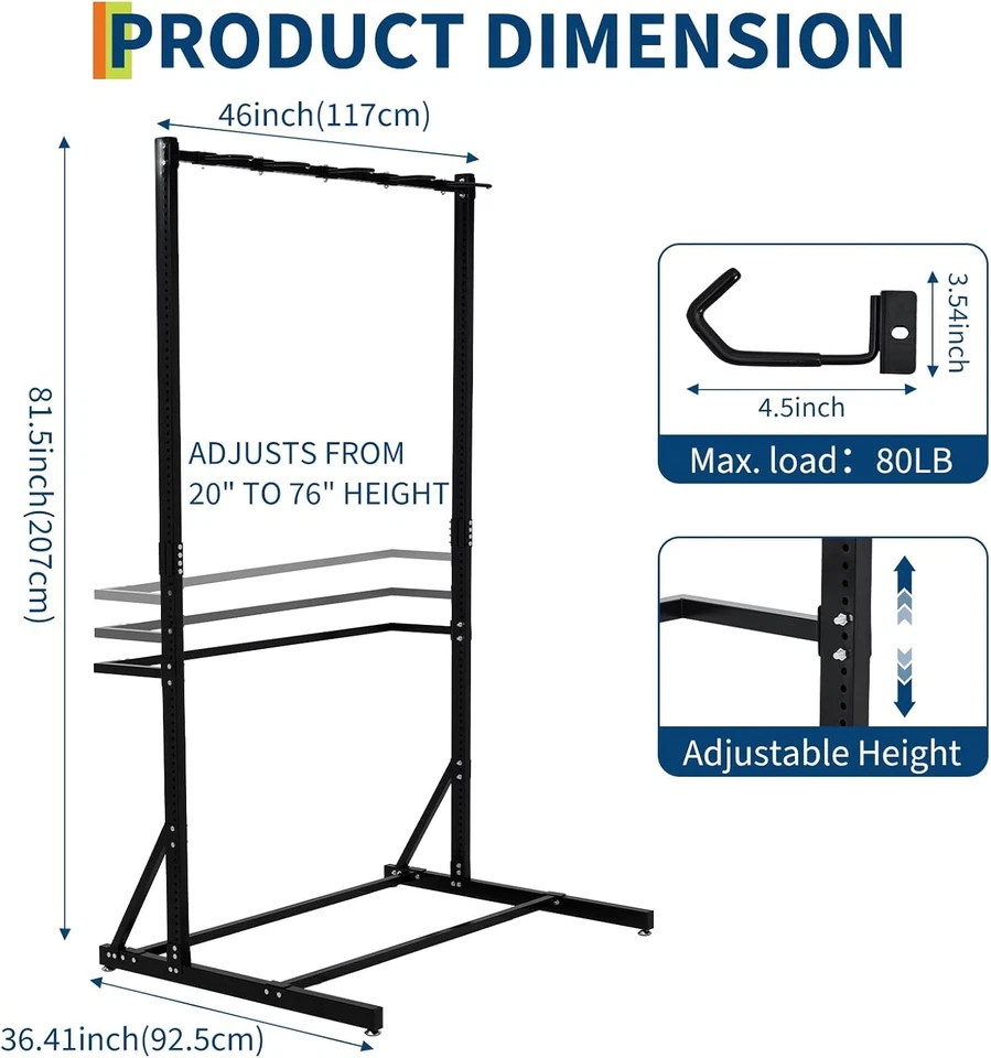 Freestanding Bike Rack 5 Bikes Capacity 400LBS Vertical Bike Storage Stand - Image 2 of 4