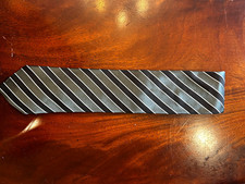 Ermenegildo Zegna Men's Silk Woven Striped Tie Gray Black White