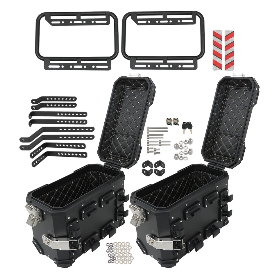 36L Motorbike Hard Side Saddlebag Box Trunk Tour with Support Racks 2×Side Case Foto 4 de 4