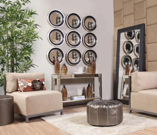 Contemporary Mirrored Console Table with Shelf - Picture 4 of 5