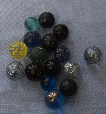 Vintage Lot of 16 Glass Multi-Color Marbles 14 to 16 mm          C166