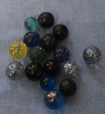 Vintage Lot of 16 Glass Multi-Color  Marbles 14 to 16 mm                    C166