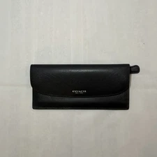 PREOWNED Coach Women's Leather Slim Envelope Flap Long Wallet Black