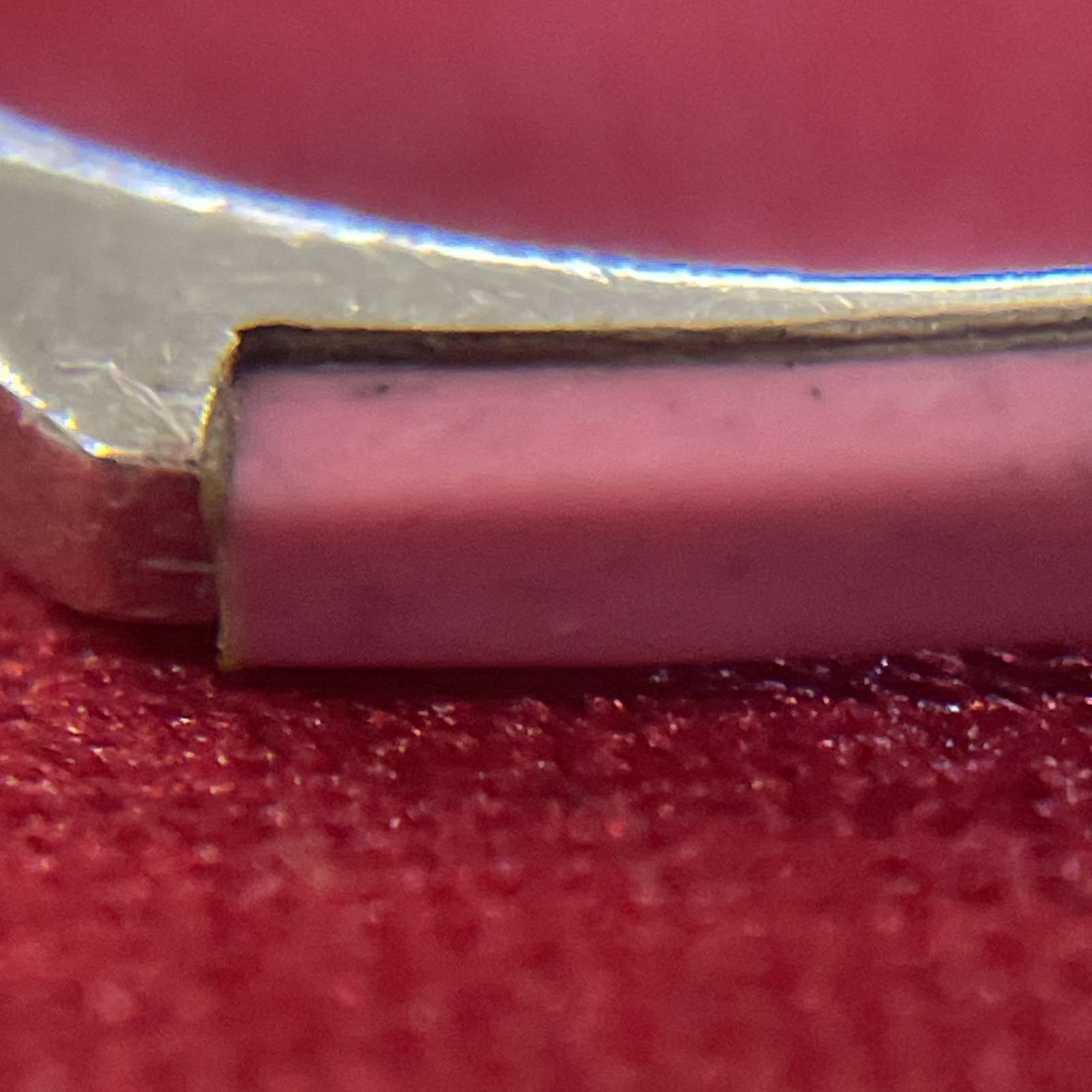 Sterling Silver 925 Thin Rectangular Pink Inlay S… - image 4