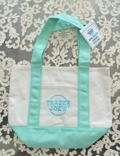 NEW Trader Joe’s MINI Canvas Tote Bag  Mint  Limited Edition Mint