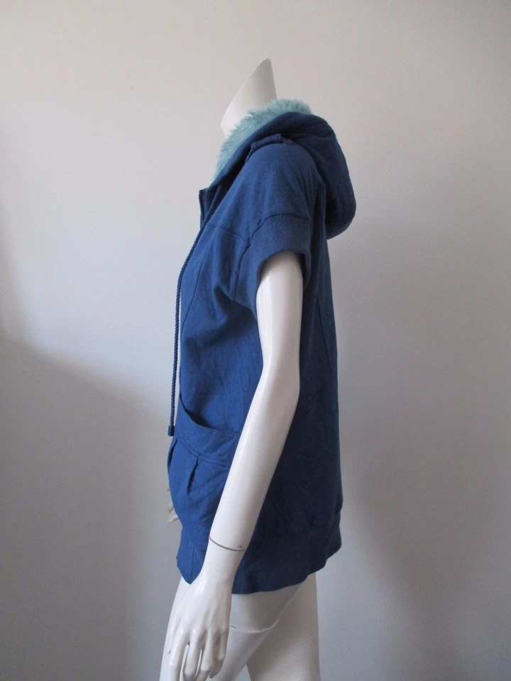 Marc by Marc Jacobs Blue Fur Short Sleeve Thin Cotton Full Zip Hoodie Jacket S - Image 4 of 4