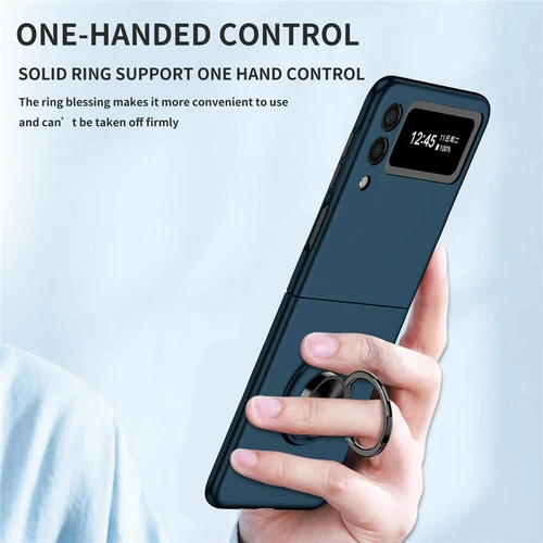 For-Samsung Galaxy Z Flip 4 3 5G Slim Matte Hard Case with Ring+Screen Protector - Picture 93 of 94