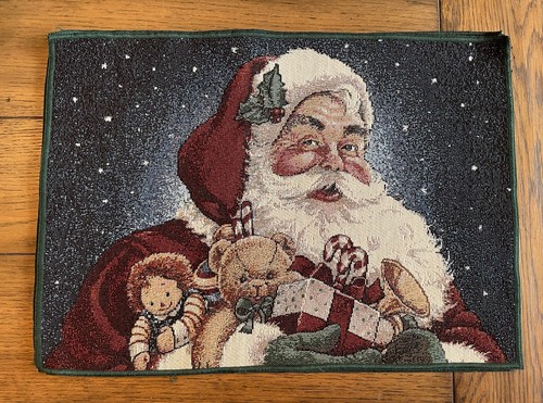 VTG Placemats American Greetings Tapestry Style Santa Claus Christmas Set Of 4 - Picture 2 of 7