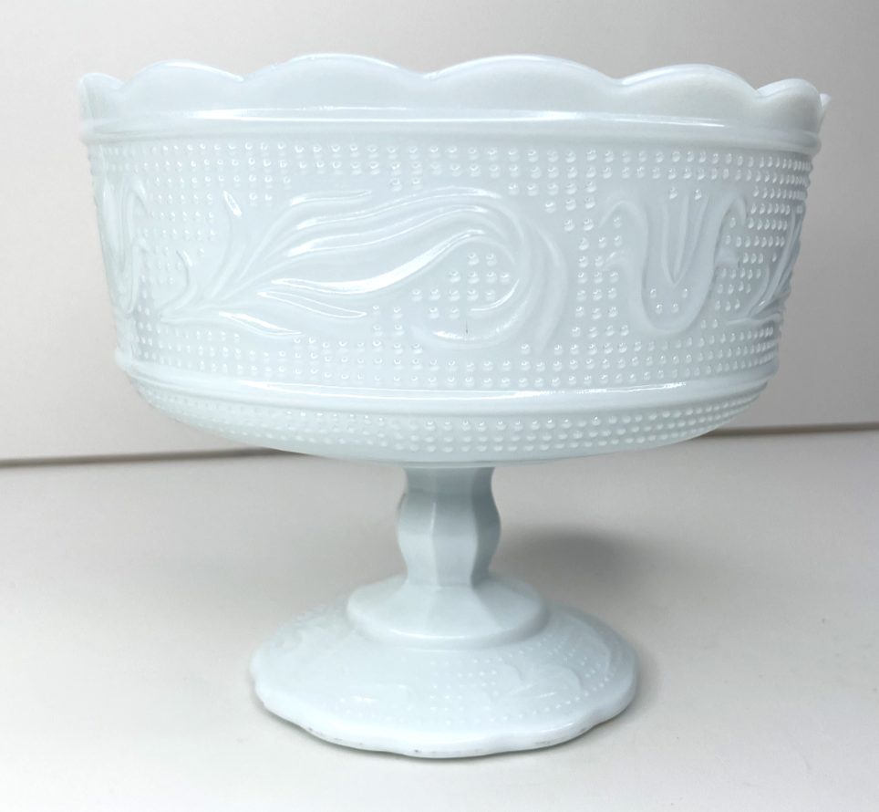 Vintage E.O. Brody Co. Milk Glass Pedestal Bowl M6000 5.5" Tall
