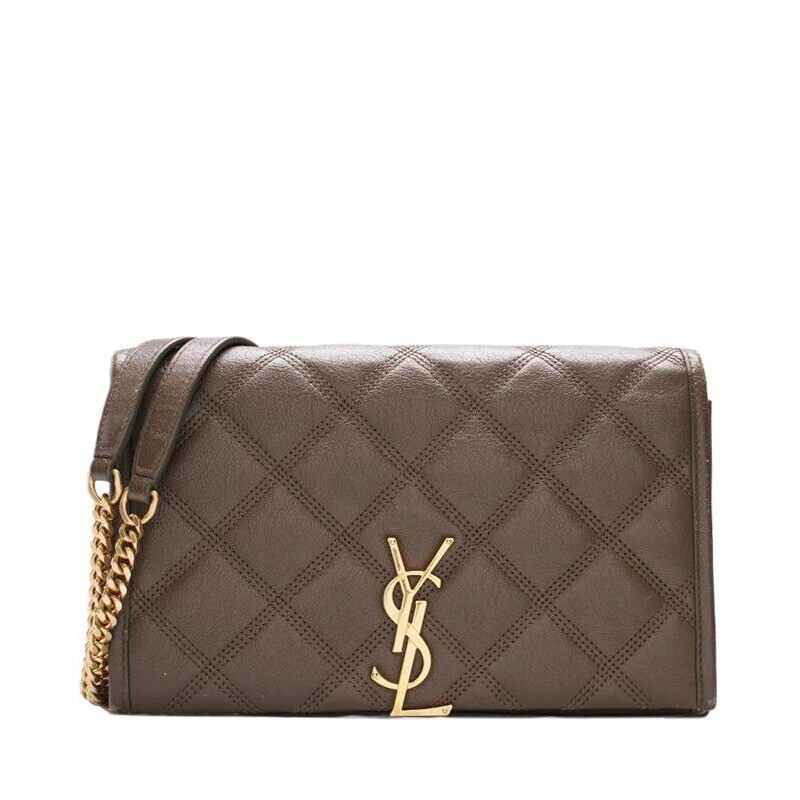 Borsa a tracolla Saint Laurent Khaki Becky WOC catena oro