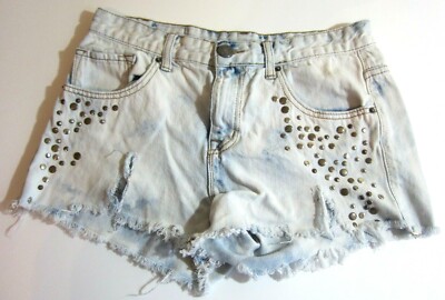 Studded Fringe Jean Shorts Sz 27 