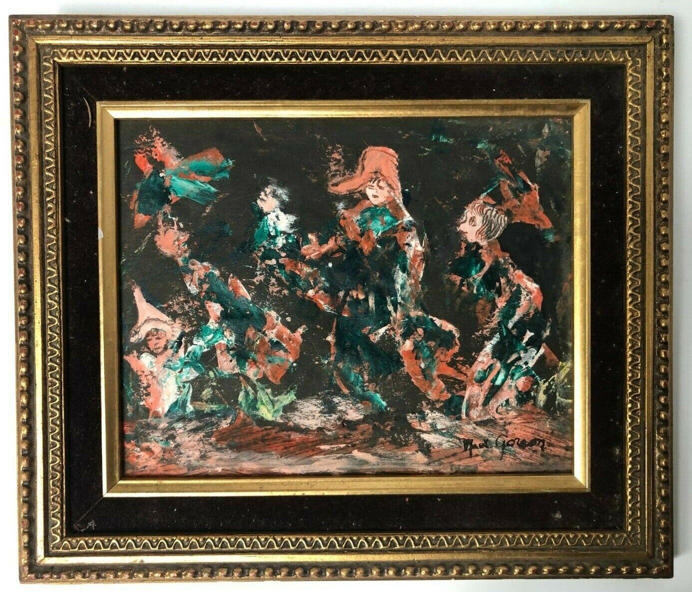 Unique Mid Century Stylized Painting Original Framed SIGNED WYPRZEDAŻ, nowość