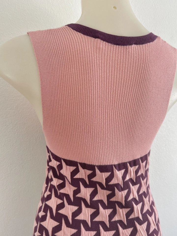Vestido MARNI IT38-US4-S Rosa Tejido Crochet Geométrico Retro Algodón Italia Raro Foto 4 de 4