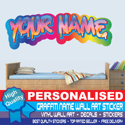 PERSONALISED CUSTOM NAME WALL STICKER DECAL VINYL GRAFFITI Kids Boys ...