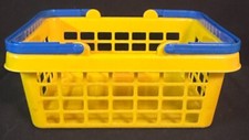 Pretend Play Yellow and Blue Plastic Grocery Shopping Basket