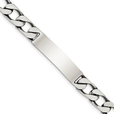 Platinum Sterling Silver Figaro Link Design ID Name Bracelet Free Engraving Gift
