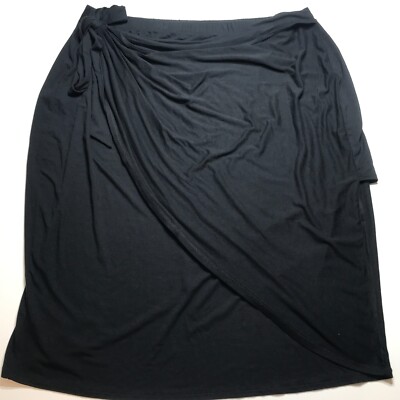 Ava & Viv Skirt Sz 2X Plus Black Knit Wrap Bodycon Pull On High-Rise Lightweight