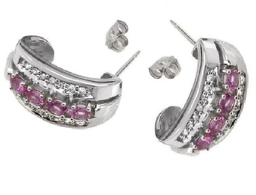 Aretes de diamantes y zafiros de 1,08 quilates en oro blanco de 14 k - Imagen 3 de 4
