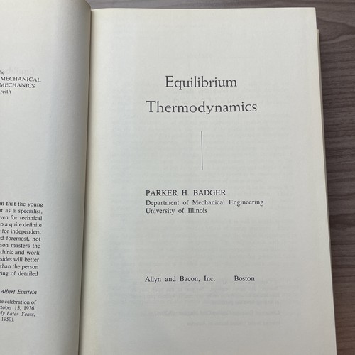 Equilibrium Thermodynamics Parker H. Badger 1967 Rare Edition HCDJ - 第 9/12 張圖片