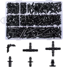 280 Pcs Irrigation Fittings Kit, Drip Irrigation Barbed Connectors 1/4'' Tubing