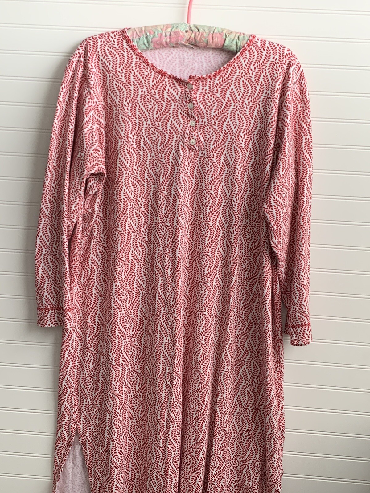 Lands End Nightgown Red White Lounge SOFT Cotton Wome… Gem