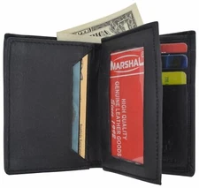 Bifold Wallet Men's Genuine Leather Black Credit/ID Card Holder Expandable