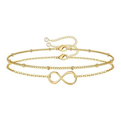 Zwillingskette Infinity Love Armband, Gold Wasserdicht Schmuck S316, BFF, Stapelbar