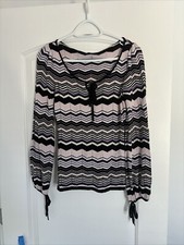 Blusa de mujer INS marca dama, talla M rayas púrpura rosa plata nueva con etiquetas mezcla de seda