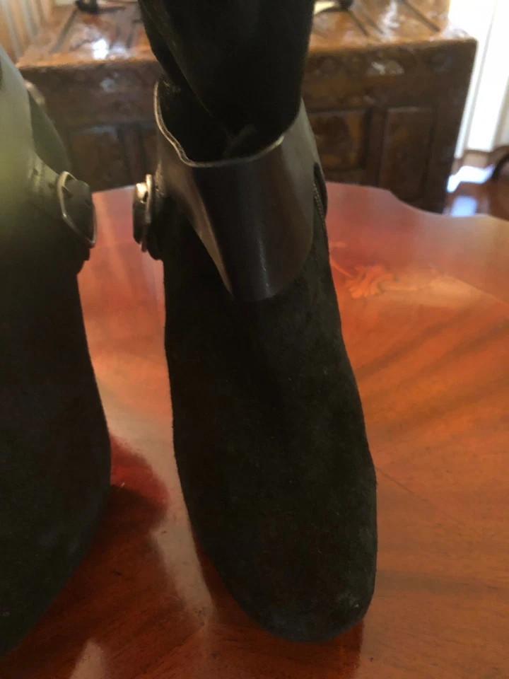 Bota Corta Vestido Plataforma Gamuza Negra Oro Rosa "Lily" - Talla 37 Foto 4 de 4