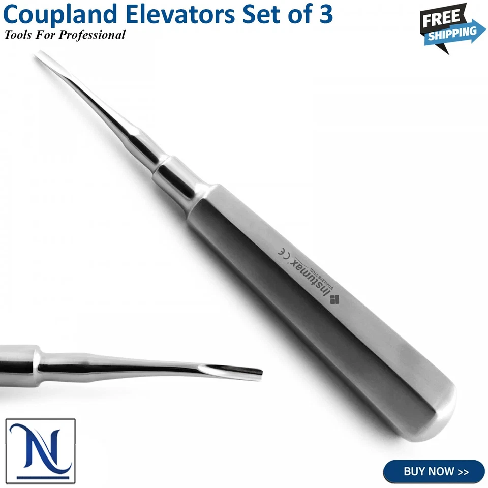 Dental Elevators Coupland Elevators Set of 3 Extracting Extraction Instruments - Image 4 of 4