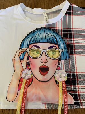 Pinkalicious Embellished Be Nice Top- Comic Book Graphic Unique Size Small
