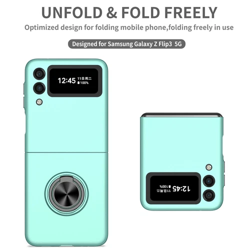 For-Samsung Galaxy Z Flip 4 3 5G Slim Matte Hard Case with Ring+Screen Protector - Picture 37 of 94