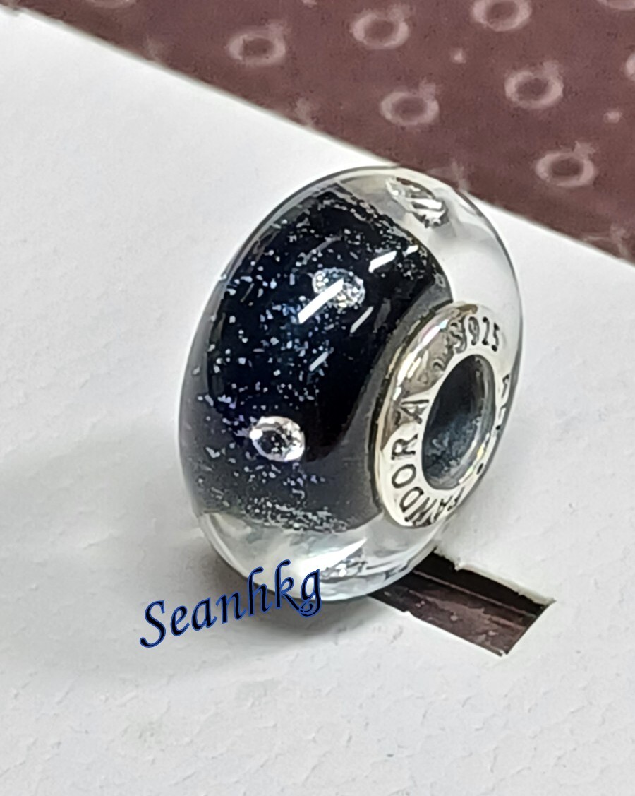 Pandora MIDNIGHT BLUE Effervescence Murano Charm CZ S925ALE Authentic  791627CZ