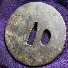 Japanese Antique Tsuba of Katana Samurai Sword Guard Iron Rare Design 73-D89