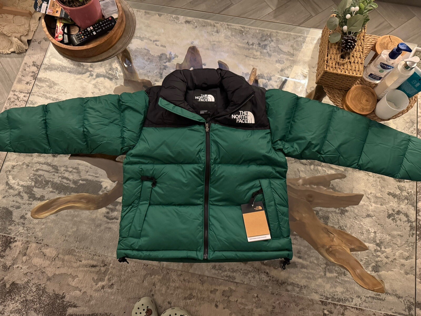 The North Face Small Black & Green Retro Nuptse Puffer Jacket - £315