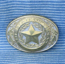 State Of Texas Dress Belt Buckle Star Flags Cowboy Cowgirl Vtg 80s USA  .TYC183