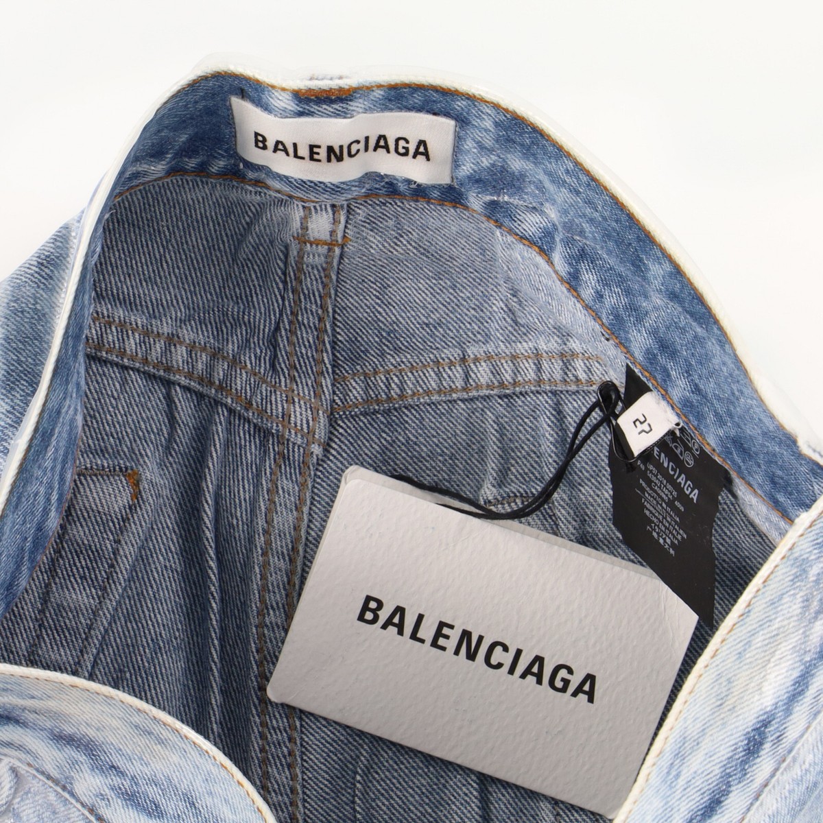 Balenciaga Blue Laminated Straight-Leg Jeans | Size W27 Balenciaga Blue Laminated Straight-Leg Jeans | Size W27