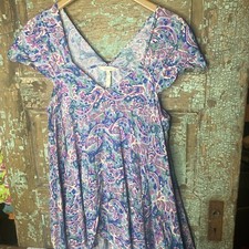 Matilda Jane Women s Xl Shirt Blue And Purple Floral Sweetheart Blouse
