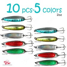 10pcs 5-color Fish WOW! 2oz crocodiles Spoons Jig trolling Casting bait Lure NEW