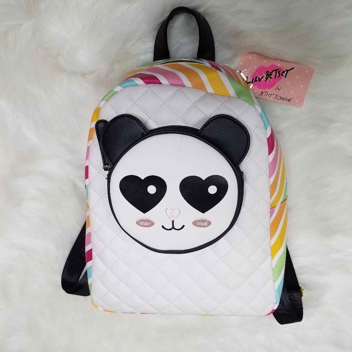New Betsey Johnson Panda Backpack Kitsch Rainbow | eBay display picture 2