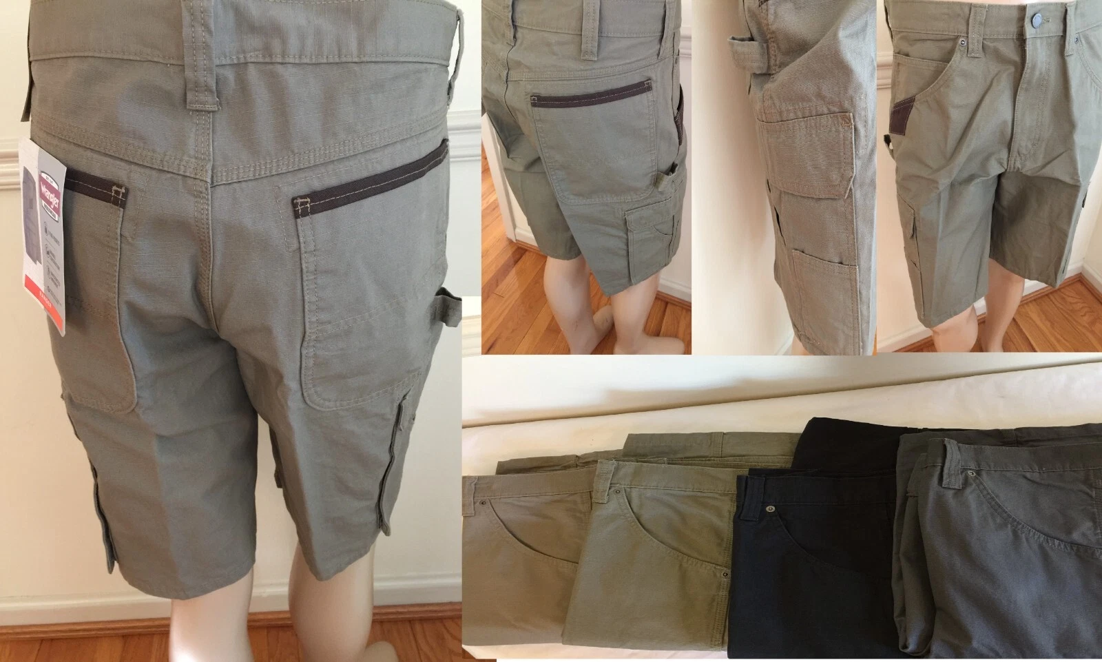NWT Wrangler Ranger Men's Cargo Shorts Heavier Ripstop Rip-Stop 9 Pocket Relaxed