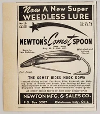 1946 Print Ad Newton's Comet Spoon Fishing Lures Oklahoma City,OK