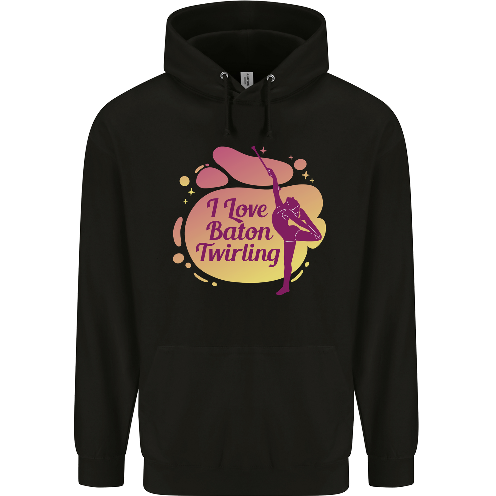 I Love Baton Twirling Gymnastics Mens 80% Cotton Hoodie