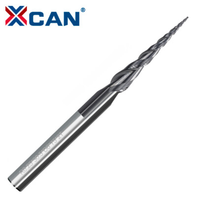 XCAN VHM Kugelkopffräser Konische Fräser 2 Zähne R0.25-R2.0 HRC55 4/6/8mm Schaft