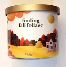Home by Rite Aid Candle FINDING FALL FOILAGE 14 oz Glass Jar 3 Wick GREAT GIFT
