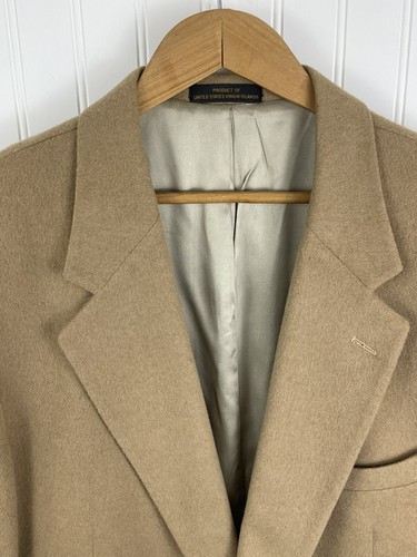 Blazer Savile Row Para Hombres 46R Beige Lana Cabello Camello 2 Botones Islas Vírgenes de los Estados Unidos - Imagen 2 de 13