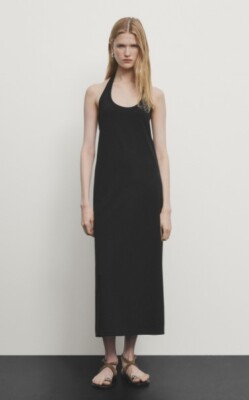 Cotton Halterneck Dress - Black - S - Massimo Dutti - Women